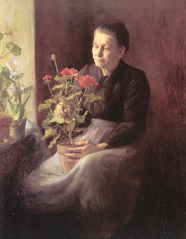 Lord, Caroline A. Woman with Geraniums China oil painting art
